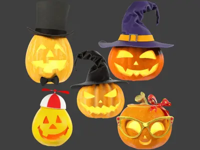 Halloween Pumpkins Family Collection V7 3D model