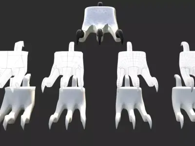 Adjustable Subdivision 4 Digit Talons Rigged Low-poly 3D model