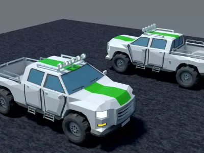 Pickup two trucks Free low-poly 3D model