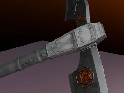 Gothic war scythes Low-poly 3D model