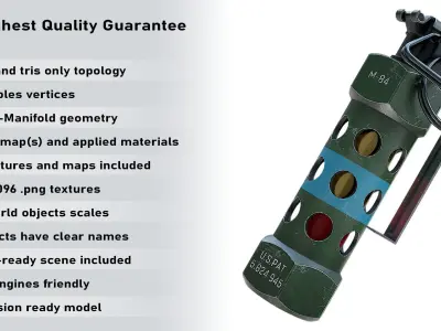 Gameready Flashbang Grenade PBR Low-poly 3D model