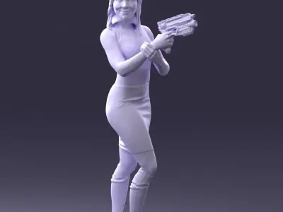 000381 SciFi Female Hero With Futuristic Blaster 3dp 3D print model