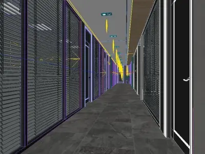 Modern Office Hallway Design 3D model