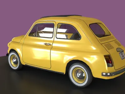 Game-ready lowpoly Classic Fiat 500 micro-car Low-poly 3D model