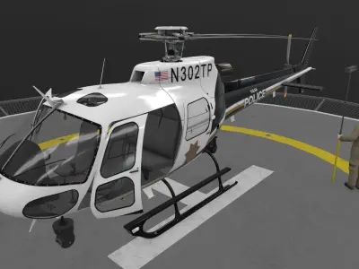 AS-350 Tulsa Police Animated Low-poly 3D model