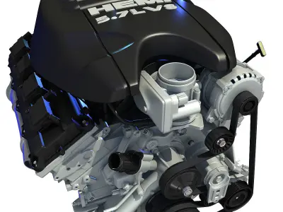 Black Cover Dodge Ram V8 Engine 3D model