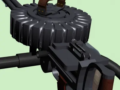 WWI Lewis M1918 machine gun for aircraft 3D model