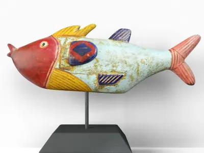 Mali Wood Bozo Fish Puppet 3 3D model