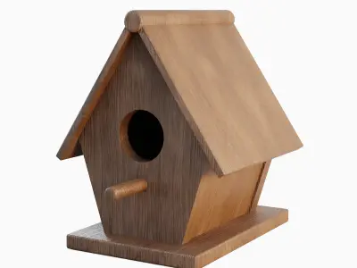 Wooden Birdhouse Set D Low-poly 3D model