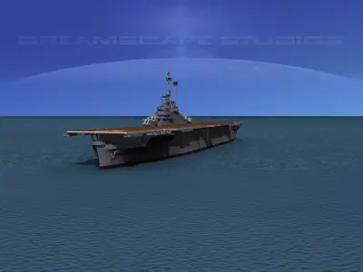 Essex Class Aircraft Carrier CV-17 USS Bunker Hill 3D model
