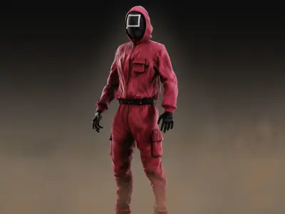 Squid Game soldier Low-poly 3D model