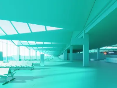 Airport building in water 3D model