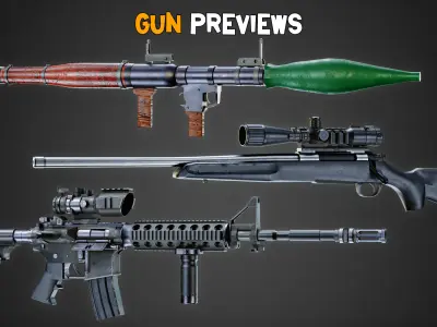 20 Modern Gun and 4K Texture    Vol 11   Low-poly 3D model