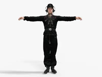 German Panzer Crew Soldier WWII Low-poly 3D model