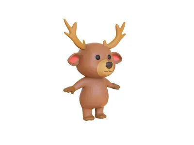 High-Quality 3D Cartoon Deer Low-poly 3D model