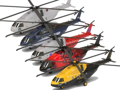 Helicopter asset Low-poly 3D model