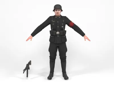 German SS Soldier 3 Low-poly 3D model