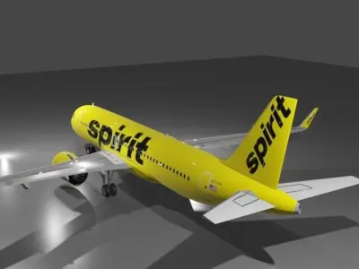 Spirit Airlines airbus  a320neo 3D model  Low-poly 3D model