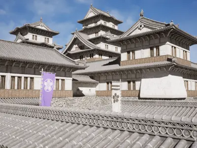 Japanese Modular Castle Low-poly 3D model