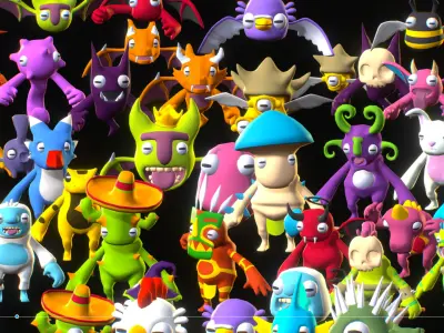 Animated Monsters Pack Free low-poly 3D model