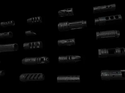 Assault Rifle Muzzle Brake Collection 1 Low-poly 3D model