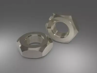 3D Steel Hex Nute 3D model