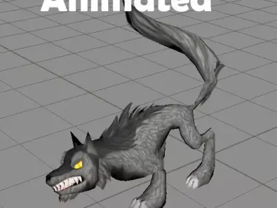 Wolf Rigged Animated Low Poly 3D model Low-poly 3D model