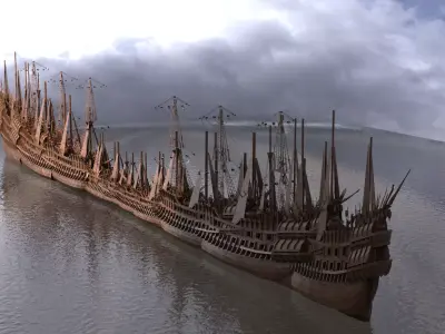 Medieval wall of Ships 3D model