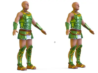 Subdivision 3D Men The Knight in Green Armore Low-poly 3D model