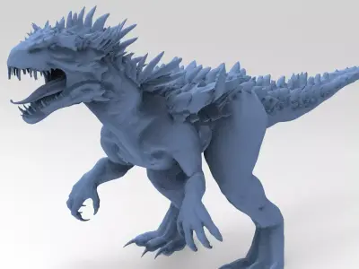 Dragon lizard Viking Dinosaur Statue Base 3D model