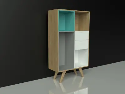 Commode cabinet - wood - colorful - furniture set - Artrzcinski Low-poly 3D model purchase