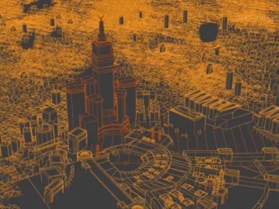 Masjid Alharam - Mecca - textured view only from one side Low-poly 3D model