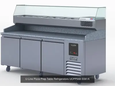 Commercial Pizza Prep Table Condiment Rail Refrigerated Base 3D Model Collection