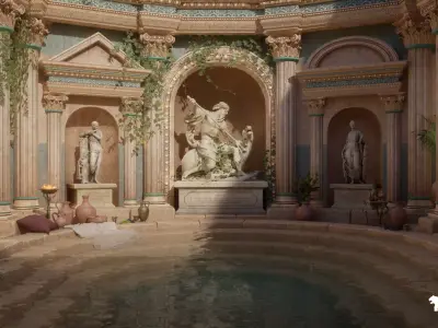 Neptune Roman Bath Low-poly 3D model