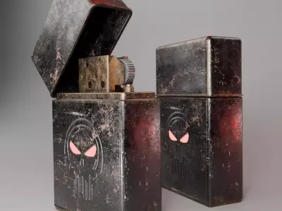 Vintage Skull Engraved Lighter Realistic 3D Model 3D model