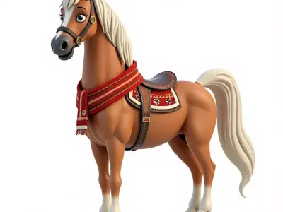 Noble Horse Winter Scarf 3D Model Festive Character Low-poly 3D model