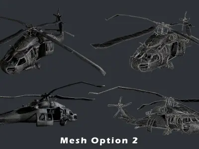 Sikorsky UH60 Black Hawk Military Helicopter Game Ready Pack 02 Low-poly 3D model