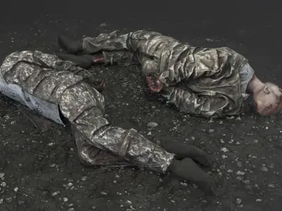 Fallen Soldier 5 Low-poly 3D model