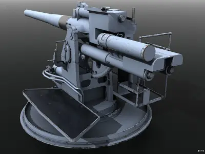 QF 120mm Mk VIII naval gun Low-poly 3D model