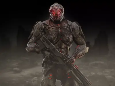 Sci Fi Robot Synthrax Low-poly 3D model