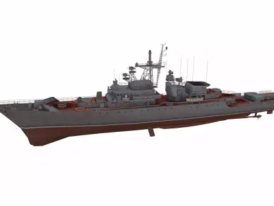 Krivak-class frigate Low-poly 3D model