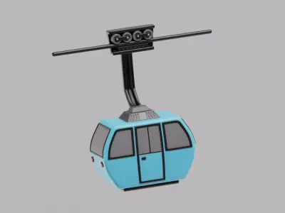 Cable Car Cartoon Low-poly 3D model