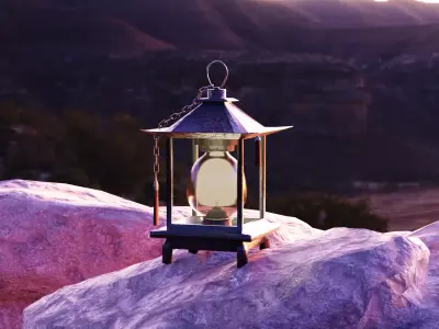 Old stylized asian lantern Free low-poly 3D model