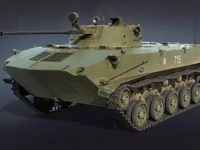 BMD-2 military tank Low-poly 3D model