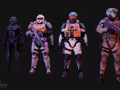 Sci-Fi Soldiers v2 3D Model 3D model