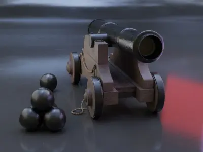 Cannon 3D Model Blender Low-poly 3D model