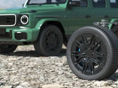 Front Car Wheel with Suspension 3D model