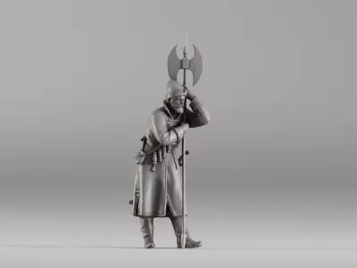 001639 Guard at Rest Medieval Halberd Soldier 3dp 3D print model