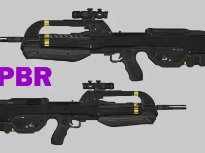 BR55 Battle Rifle Game Ready Low Poly 3D Model Low-poly 3D model