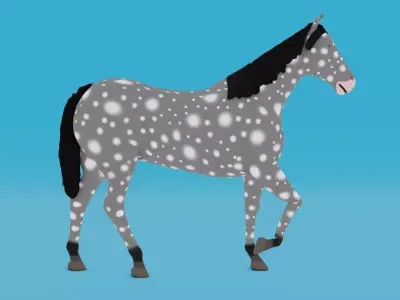 Grey Horse Animated Low-poly 3D model